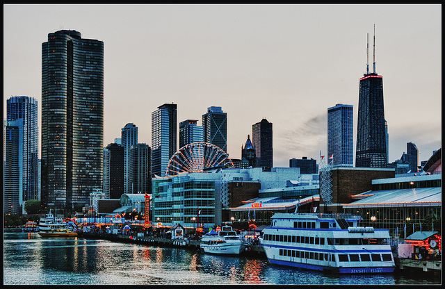 Chicago Evening Skyline (Navy Pier)