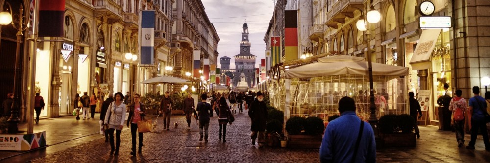 Bustling Street in Milan